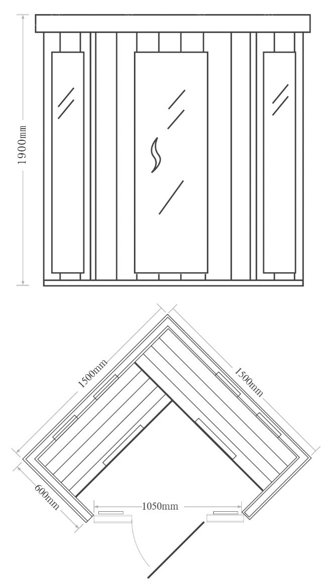 Dimensioni Sauna Infrarossi Angolare
